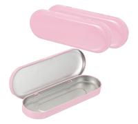 sourcing map 3pcs Metal Hinged Tins Box, 6.9x2.4x0.7 Inch Rectangular Empty Tin Box Portable Pencil Containers for Pen Makeup Brushes Home Organizers, Pink