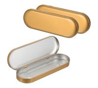 sourcing map 3pcs Metal Hinged Tins Box, 6.9x2.4x0.7 Inch Rectangular Empty Tin Box Portable Pencil Containers for Pen Makeup Brushes Home Organizers, Champagne Gold