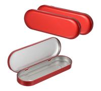 sourcing map 3pcs Metal Hinged Tins Box, 6.9x2.4x0.7 Inch Rectangular Empty Tin Box Portable Pencil Containers for Pen Makeup Brushes Home Organizers, Red