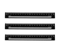 sourcing map 3pcs Metal Straight Ruler 20cm Metric Aluminum Alloy Hollow Measuring Rulers Scale Tools for Measure Study Reading Classroom Office, Black