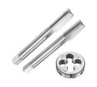 sourcing map 3pcs Metric Hand Tap and Die Set, M10 x 1 Taper/Plug Thread Taps & Round Die, Hand Threading Tapping Tool Kit for Thread Repair