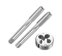 sourcing map 3pcs Metric Hand Tap and Die Set, M12 x 1.75 Taper/Plug Thread Taps & Round Die, Hand Threading Tapping Tool Kit for Thread Repair