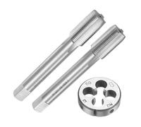 sourcing map 3pcs Metric Hand Tap and Die Set, M12 x 1 Taper/Plug Thread Taps & Round Die, Hand Threading Tapping Tool Kit for Thread Repair