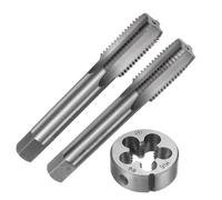 sourcing map 3pcs Metric Hand Tap and Die Set, M16 x 2 Taper/Plug Thread Taps & Round Die, Hand Threading Tapping Tool Kit for Thread Repair