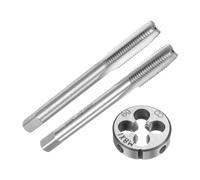 sourcing map 3pcs Metric Hand Tap and Die Set, M8 x 1 Taper/Plug Thread Taps & Round Die, Hand Threading Tapping Tool Kit for Thread Repair