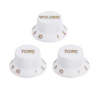 sourcing map 3pcs Metric Top Hat Bell Knobs, 1 Volume 2 Tone Control Guitar Knobs Set for Electric Guitar Bass Split Shaft Pots, White Gold