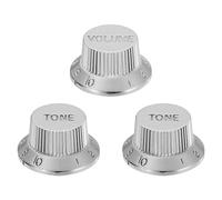 sourcing map 3pcs Metric Top Hat Bell Knobs, 1 Volume 2 Tone Control Guitar Knobs Set for Electric Guitar Bass Split Shaft Pots, Bright Silver