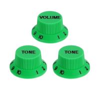 sourcing map 3pcs Metric Top Hat Bell Knobs, 1 Volume 2 Tone Control Guitar Knobs Set for Electric Guitar Bass Split Shaft Pots, Green Black