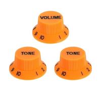 sourcing map 3pcs Metric Top Hat Bell Knobs, 1 Volume 2 Tone Control Guitar Knobs Set for Electric Guitar Bass Split Shaft Pots, Orange Black