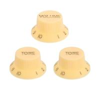sourcing map 3pcs Metric Top Hat Bell Knobs, 1 Volume 2 Tone Control Guitar Knobs Set for Electric Guitar Bass Split Shaft Pots, Cream white Gold