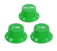 sourcing map 3pcs Metric Top Hat Bell Knobs, 1 Volume 2 Tone Control Guitar Knobs Set for Electric Guitar Bass Split Shaft Pots, Green White