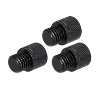 sourcing map 3Pcs Mic Stand Adapter 1/4 Female to M12 Male Thread Screw Adapter Aluminum Alloy for Microphone Tripod Stand Mount, Black