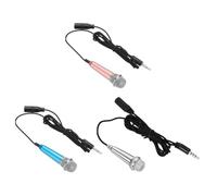sourcing map 3Pcs Mini Microphone Tiny Microphone Portable Microphone Mini Mic with Earphone for Singing Voice Recording Video for Phone Rose Gold, Blue, Silver