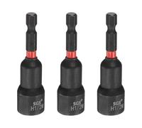 sourcing map 3pcs Nut Driver Drill Bit 1/2 Inch SAE Socket 1/4" Hex Shank 2.56" (65mm) Long Magnetic 6-Point Sockets Quick Change CR-V Steel Bolt Setters for Power Drill Drivers