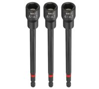 sourcing map 3pcs Nut Driver Drill Bit 11mm Metric Socket 1/4" Hex Shank 6" (150mm) Long Magnetic 6-Point Sockets Quick Change Phosphated CR-V Steel Bolt Setters for Power Drill Drivers, Black