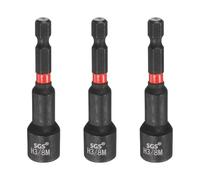 sourcing map 3pcs Nut Driver Drill Bit 3/8 Inch SAE Socket 1/4" Hex Shank 2.56" (65mm) Long Magnetic 6-Point Sockets Quick Change CR-V Steel Bolt Setters for Power Drill Drivers