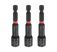 sourcing map 3pcs Nut Driver Drill Bit 5/16 Inch SAE Socket 1/4" Hex Shank 2.56" (65mm) Long Magnetic 6-Point Sockets Quick Change CR-V Steel Bolt Setters for Power Drill Drivers