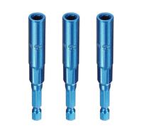 sourcing map 3pcs Nut Driver Drill Bit 5.5mm Metric Socket 1/4" Hex Shank 3.15" (80mm) Extra Long 6-Point Sockets Quick Change Cr-V Steel Bolt Setters for Power Drill Drivers, Blue