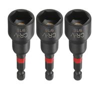 sourcing map 3pcs Nut Driver Drill Bit 9/16 Inch Socket 1/4" Hex Shank 3" (65mm) Long Magnetic 6-Point Sockets Quick Change Phosphated CR-V Steel Bolt Setters for Power Drill Drivers, Black