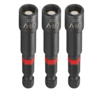 sourcing map 3pcs Nut Driver Drill Bit 9/32 Inch Socket 1/4" Hex Shank 3" (65mm) Long Magnetic 6-Point Sockets Quick Change Phosphated CR-V Steel Bolt Setters for Power Drill Drivers, Black