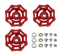sourcing map 3Pcs Outdoor Faucet Water Spigot Handle, 5 x 5mm Round Wheel Square Stem Hole Cast Iron Hose Bib Outside Faucet Valve Handles Replacement for Garden Courtyard Bathroom, Red