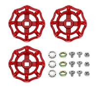 sourcing map 3Pcs Outdoor Faucet Water Spigot Handle, 7 x 7mm Round Wheel Square Stem Hole Cast Iron Hose Bib Outside Faucet Valve Handles Replacement for Garden Courtyard Bathroom, Red
