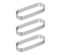 sourcing map 3pcs Oval Perforated Cake Rings 5.1 x 1.8 Inch Stainless Steel Cake Pastry Mousse Ring Molds for DIY Cake Dessert Mousse Pastries Baking, Silver Tone