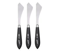 sourcing map 3pcs Palette Knife Painting Tool 8.03" Stainless Steel Irregular Blade Spatula Painting Pallet Knife with Hole Design Beech Wood Handle for Oil Acrylic Canvas, Black/Silver