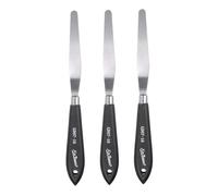 sourcing map 3pcs Palette Knife Painting Tool 8.54" Stainless Steel Pointed Blade Spatula Painting Pallet Knife with Hole Design Beech Wood Handle for Oil Acrylic Canvas, Black/Silver