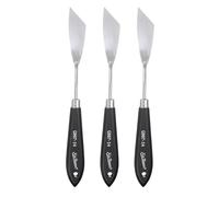 sourcing map 3pcs Palette Knife Painting Tool 8.7" Stainless Steel Irregular Blade Spatula Painting Pallet Knife with Hole Design Beech Wood Handle for Oil Acrylic Canvas, Black/Silver
