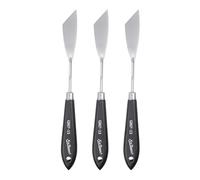 sourcing map 3pcs Palette Knife Painting Tool 8.7" Stainless Steel Irregular Blade Spatula Painting Pallet Knife with Hole Design Beech Wood Handle for Oil Acrylic, Black/Silver