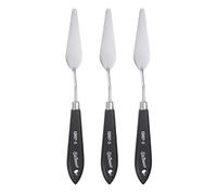 sourcing map 3pcs Palette Knife Painting Tool 9.06" Stainless Steel Pointed Blade Spatula Painting Pallet Knife with Hole Design Beech Wood Handle for Oil Acrylic Canvas, Black/Silver