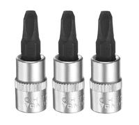 sourcing map 3pcs PH3 Phillips Bit Socket 1/4" Square Drive Cross Head Extension Impact Bit Power Nut Driver Set S2 & CR-V Steel Socket Ratchet Wrench Bits, Silver Black