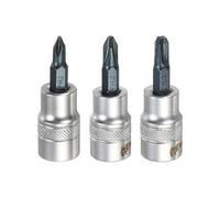 sourcing map 3Pcs Phillips Bit Socket 3/8" Drive PH1/PH2/PH3 S2 Steel Cross Head Screwdriver Drill Bits CR-V Steel Socket Adapter for Home Auto Axle Hex Nuts Bolts Repair