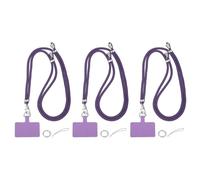 sourcing map 3Pcs Phone Lanyard, 33"-63" Adjustable Crossbody Phone Strap Detachable Anti Theft Cellphone Chain Strap Polyester Woven Lanyards with Tether Tabs for Smartphones, Dark Purple
