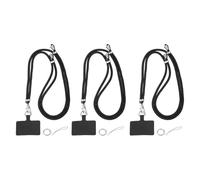sourcing map 3Pcs Phone Lanyard, 33"-63" Adjustable Crossbody Phone Strap Detachable Anti Theft Cellphone Chain Strap Polyester Woven Lanyards with Tether Tabs for Smartphones, Black