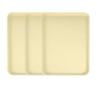 sourcing map 3Pcs Plastic Serving Trays, 15 x 10.6 Inch Rectangle Food Serving Cafeteria Trays for Kitchen Restaurant Coffee Fruit Burger Lunch Dessert, Light Yellow