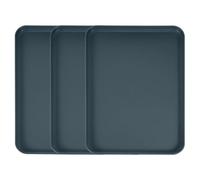 sourcing map 3Pcs Plastic Serving Trays, 15 x 10.6 Inch Rectangle Food Trays Serving Cafeteria for Kitchen Restaurant Coffee Fruit Burger Lunch Dessert, Dark Blue