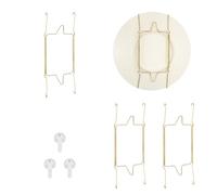 sourcing map 3pcs Plate Hanger, 12 Inches Universal Stainless Steel Invisible Plate Hangers for The Wall U-Shaped Holder with Traceless Nail for Decorations, Golden