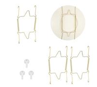 sourcing map 3pcs Plate Hanger, 7 Inches Universal Stainless Steel Invisible Plate Hangers for The Wall U-Shaped Holder with Traceless Nail for Decorations, Golden