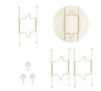 sourcing map 3pcs Plate Hanger, 8 Inches Universal Stainless Steel Invisible Plate Hangers for The Wall U-Shaped Holder with Traceless Nail for Decorations, Golden