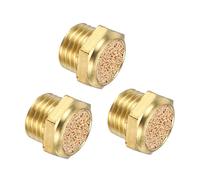 sourcing map 3PCS Pneumatic Exhaust Muffler, g 1/4" Thread Male Sintered Bronze Muffler Air Line Fittings for Pneumatic Tools and Industrial Machinery