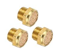 sourcing map 3PCS Pneumatic Exhaust Muffler, g 1/8" Thread Male Sintered Bronze Muffler Air Line Fittings for Pneumatic Tools and Industrial Machinery