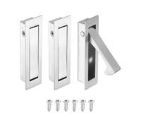 sourcing map 3PCS Pocket Door Handles, 304 Stainless Steel Door Edge Pull, Pocket Door Hardware for Sliding Cabinet, Home, Office, Hotels, Brushed