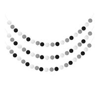 sourcing map 3pcs Pom Pom Garland 6.6 ft 20 Balls Colorful Felt Ball Garland for Wall Christmas Tree Decor Birthday Banner Easter Party Decorations, Black, White, Grey