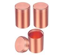 sourcing map 3pcs Portable Storage Jar, Multipurpose Airtight Container Bottle Mini Smell Proof Metal Round Tins with Lid for Spices Coffee Tea Candy, Rose gold
