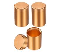 sourcing map 3pcs Portable Storage Jar, Multipurpose Airtight Container Bottle Mini Smell Proof Metal Round Tins with Lid for Spices Coffee Tea Candy, Gold