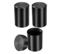 sourcing map 3pcs Portable Storage Jar, Multipurpose Airtight Container Bottle Mini Smell Proof Metal Round Tins with Lid for Spices Black Tea Candy, Black