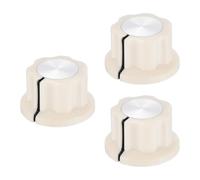 sourcing map 3Pcs Potentiometer Knob Fit 1/4" Shaft Pots, Set Screw Brass Insert, Cream White Volume Controller Rotary Knobs for Guitar Effect Pedal Replacement
