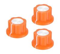 sourcing map 3Pcs Potentiometer Knob Fit 1/4" Shaft Pots, Set Screw Brass Insert, Orange Volume Controller Rotary Knobs for Guitar Effect Sound Pedal Replacement